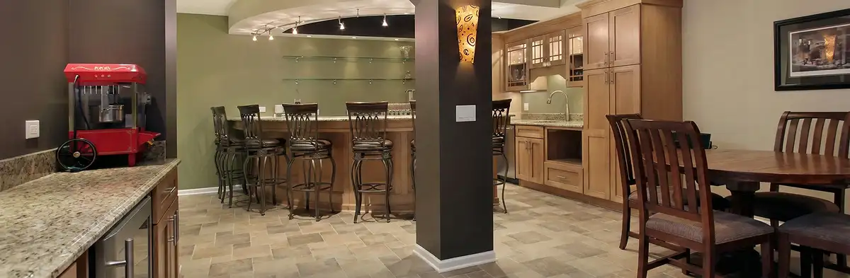 modern basement remodeling with custom finishes and open layout in a home in Memphis, TN