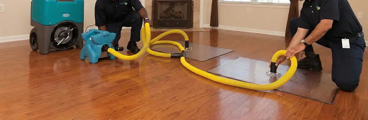 emergency water removal technicians extracting standing water from a home using professional equipment in Memphis, TN