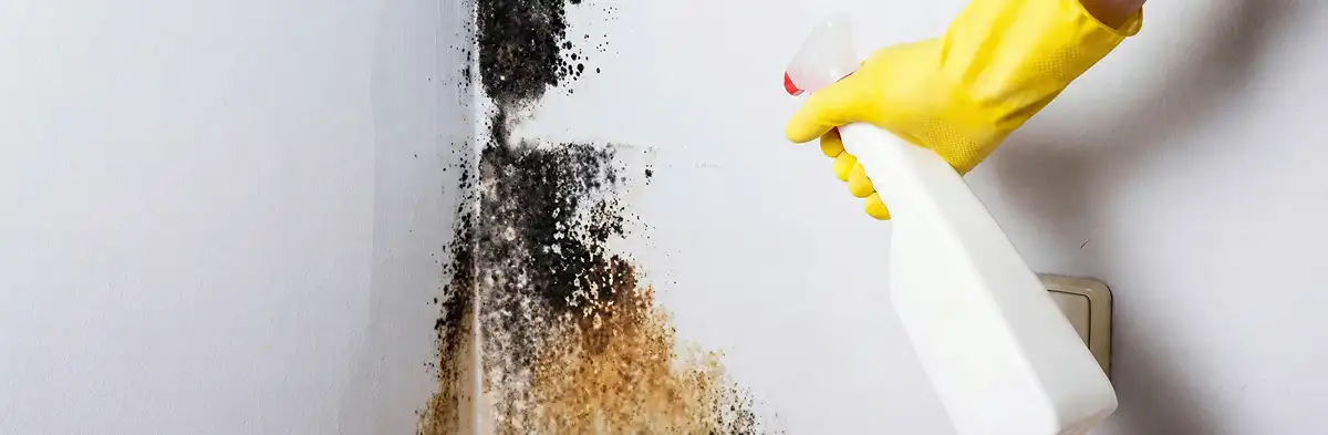 visible mold growth on an interior wall being treated during mold removal service in Memphis, TN