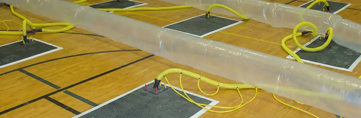 water clean up drying system set up to remove moisture and prevent further damage in Memphis, TN